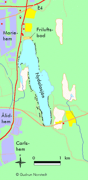 Karta över Nydalaområdet på 1980-talet.