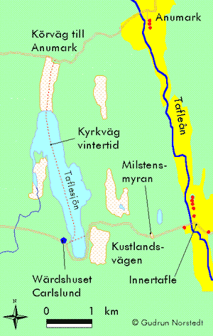 Karta ver vgar kring Nydalasjn p 1700-talet